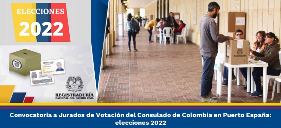 Convocatoria a Jurados de Votación del Consulado de Colombia en Puerto España: elecciones 